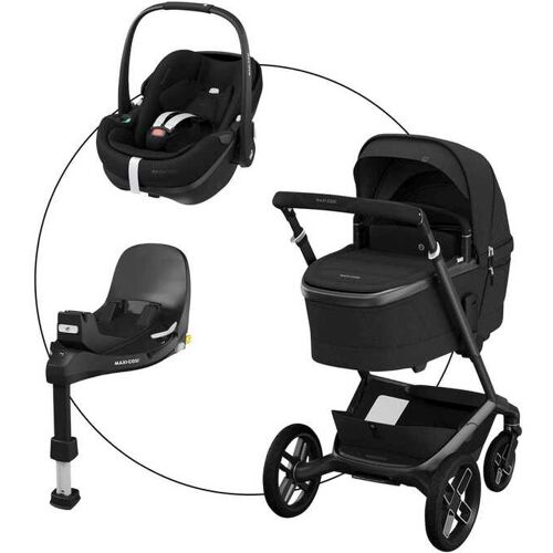 Maxi-Cosi Premium Kombikinderwagen Fame inkl. Babyschale Pebble 360 Pro 2 und Isofix-Basis FamilyFix 360 Pro schwarz schwarz