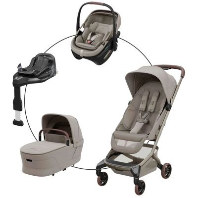 Maxi-Cosi Kombikinderwagen Fame Cabin Travel-Set inkl. Babyschale Coral Slide Pro und Isofix-Basis Familyfix Slide Pro beige beige Maxi-Cosi Kombikinderwagen Fame Cabin Travel-Set inkl. Babyschale Coral Slide Pro und Isofix-Basis Familyfix Slide Pro beige beige