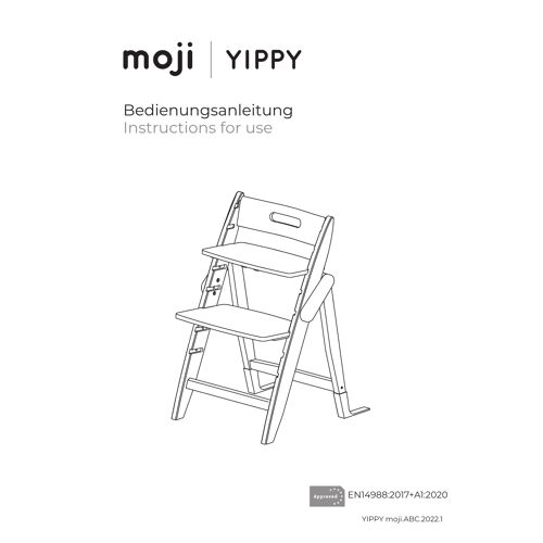 Moji Bundle Treppenhochstuhl Yippy Plain inkl. Starter Set & Tisch grau