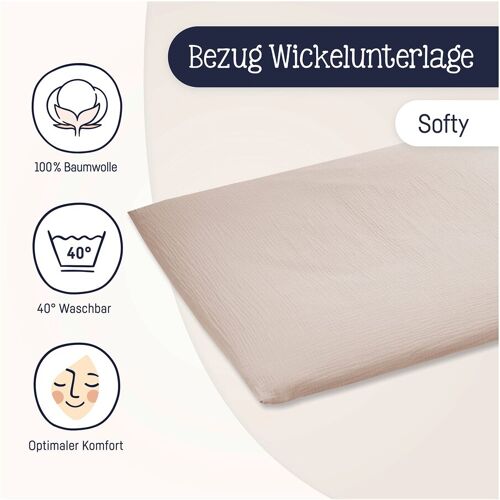 Julius Zöllner Wickelauflagenbezug Terra Musselin 75x85 cm braun