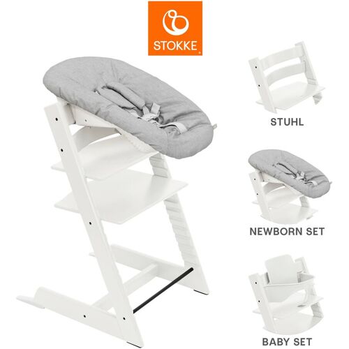 Stokke® Tripp Trapp® Bundle Treppenhochstuhl inkl. Newbornset Light Grey & Babyset weiss