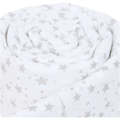 babybay Nestchen aus Piqué für Maxi, Boxspring, Comfort, Comfort Plus - Sterne Perlgrau - Weiß babybay Nestchen aus Piqué für Maxi, Boxspring, Comfort, Comfort Plus - Sterne Perlgrau - Weiß