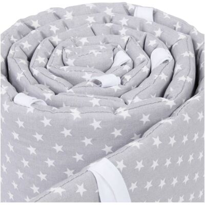 babybay Bio-Baumwolle Nestchen für Maxi, Boxspring, Comfort - Sterne Lichtgrau - Weiß babybay Bio-Baumwolle Nestchen für Maxi, Boxspring, Comfort - Sterne Lichtgrau - Weiß
