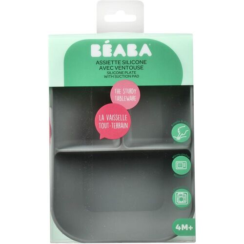 Beaba Esslernteller Silikon mit Saugnapf grau