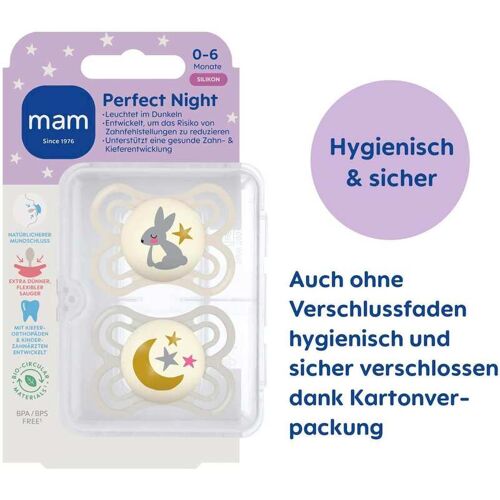 Mam 2er-Pack Schnuller Perfect Night Silikon, 0-6M mehrfarbig