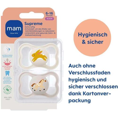 Mam 2er-Pack Schnuller Supreme Silikon, 6-16M mehrfarbig