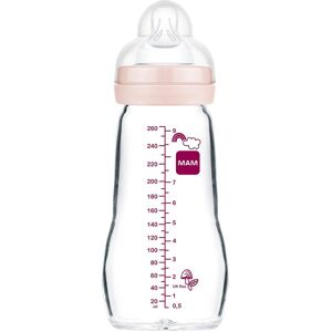 Mam Babyflasche Feel Good matt, Glas, 260 ml, ab 0M rosa