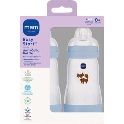 Mam 2er-Pack Babyflaschen Easy Active, Weithals, 270 ml, ab 0M blau Mam 2er-Pack Babyflaschen Easy Active, Weithals, 270 ml, ab 0M blau