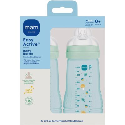 Mam 2er-Pack Babyflaschen Easy Active, Weithals, 270 ml, ab 0M gruen Mam 2er-Pack Babyflaschen Easy Active, Weithals, 270 ml, ab 0M gruen
