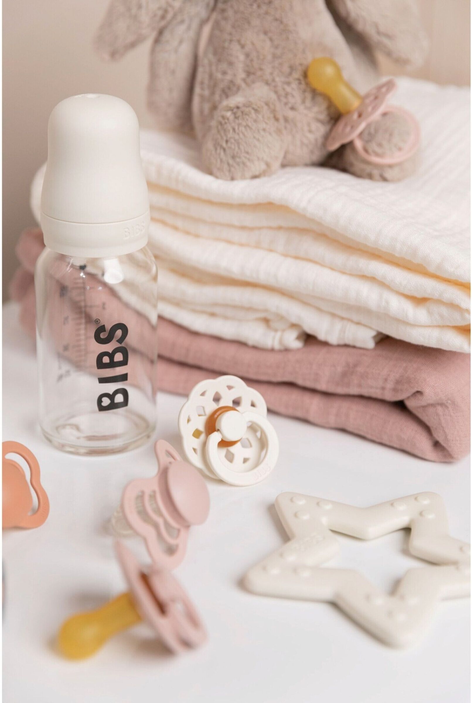 Bibs Babyflasche aus Glas, 110 ml, ab 0M beige