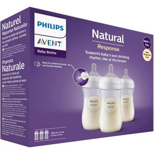 Philips Avent 3er-Pack Babyflasche Natural Response, 260ml, ab 1M transparent