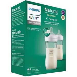 Philips Avent 2er-Pack Babyflasche Natural Response, Glas, 240ml, ab 1M transparent