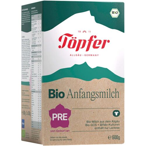 Töpfer 3er Pack Bio Anfangsmilch Pre 600 g
