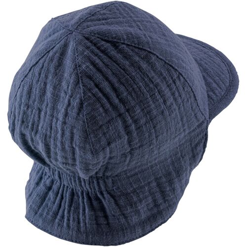 Sterntaler Musselin-Mütze mit Nackenschutz blau 39