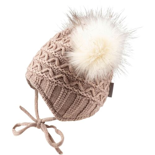Sterntaler Winter-Strickmütze Bommel beige 45