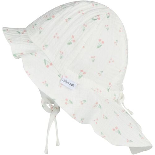 Sterntaler Musselin-Sonnenhut mit Nackenschutz Kirschen weiss 53