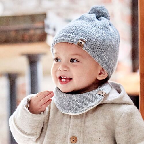 Maximo Winter-Strickmütze mit Bommel grau natur 47