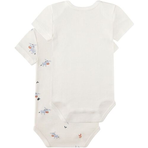 Sanetta 2er-Pack Bodys kurzarm Esel weiss mehrfarbig 98