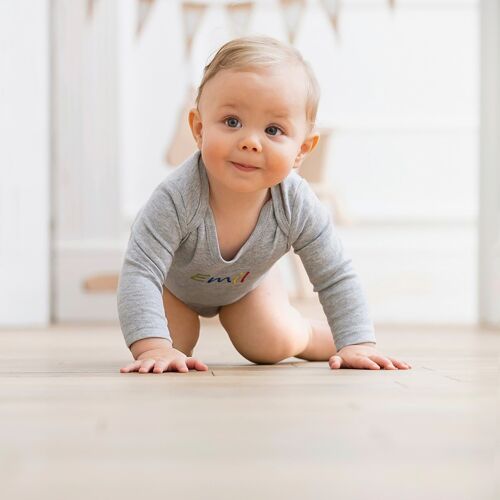 Bornino Lieblinge Body langarm personalisiert mit Namen grau 50
