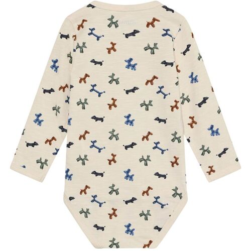 Minymo Body langarm Luftballon-Hunde natur mehrfarbig 62