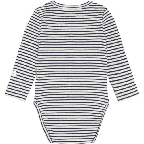 Fixoni Wickelbody langarm Rippqualität Ringel blau natur 50