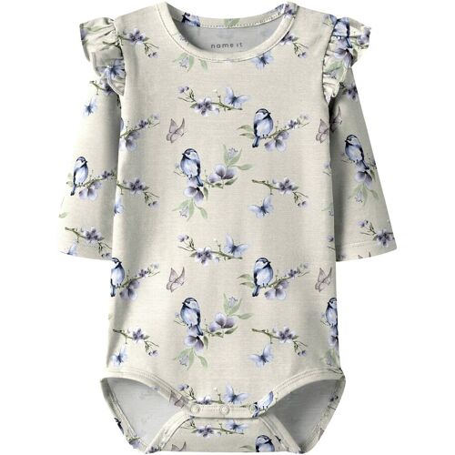 Name It Body langarm Vögel Rüschen beige mehrfarbig 74