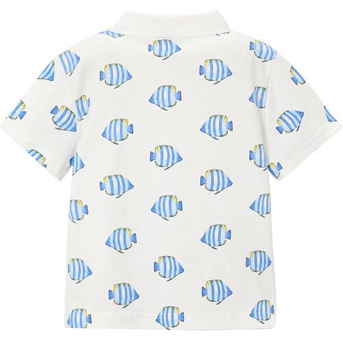 Mayoral Polo-T-Shirt Fische weiss blau 104