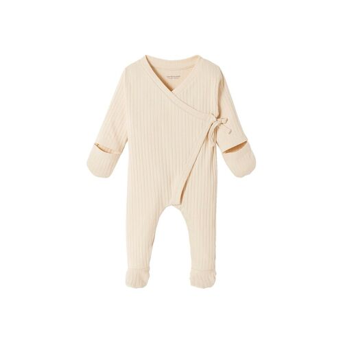 Vertbaudet Baby-Set: Overall & Mütze, Rippenjersey weiss