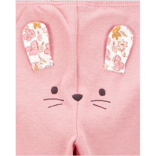 Carter's 3-tlg. Set Body kurzarm, Body langarm und Leggings Blumen Ringel Hase rosa mehrfarbig 62