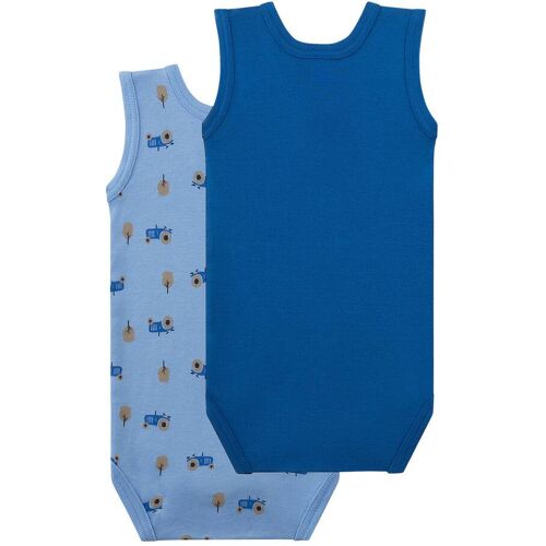 Sanetta 2er-Pack Bodys ohne Arm Traktor blau 98