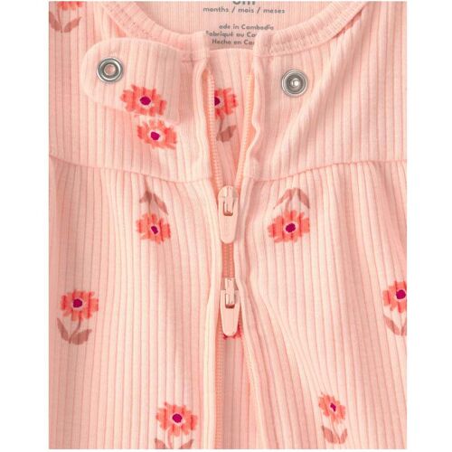 Carter's Schlafoverall mit Fuß Blumen Rippqualität rosa 50