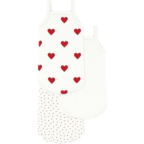 Petit Bateau 3er-Pack Bodys ohne Arm Herzen weiss mehrfarbig 74