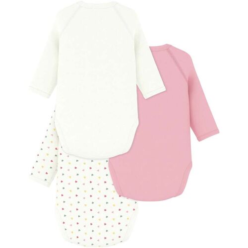 Petit Bateau 3er-Pack Wickelbodys langarm Herzen natur mehrfarbig 68