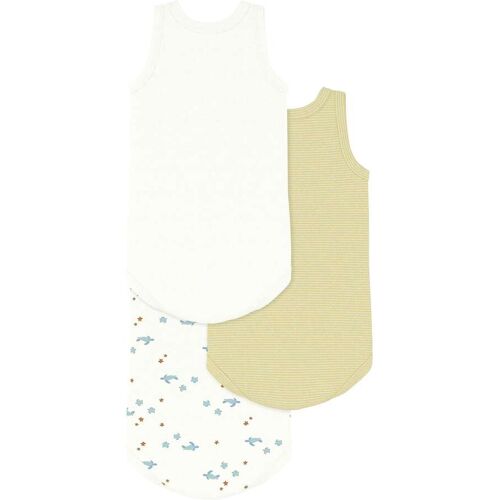 Petit Bateau 3er-Pack Bodys ohne Arm Ringel Schildkröte natur mehrfarbig 74