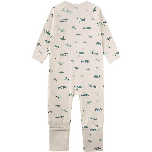 Sanetta Schlafoverall mit Klappfuß Safari natur gruen 68