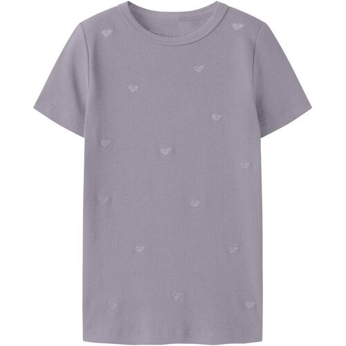Name It T-Shirt Herzen Rippqualität lila 104