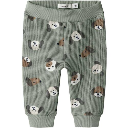 Name It Jogginghose Hunde Waffelpiqué oliv mehrfarbig 74