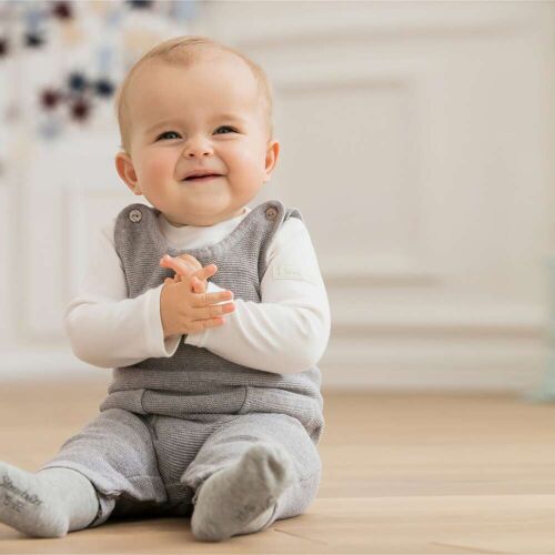 Bornino Lieblinge Strick-Strampler ohne Fuß grau 74