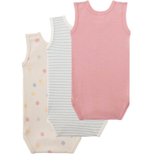Sanetta 3er-Pack Bodys ohne Arm Punkte Ringel mehrfarbig 74