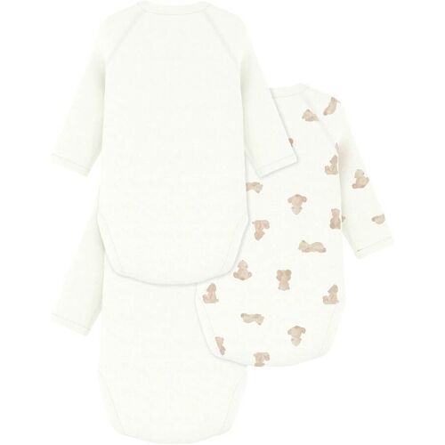 Petit Bateau 3er-Pack Wickelbodys langarm Bären natur beige 68