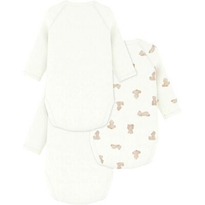 Petit Bateau 3er-Pack Wickelbodys langarm Bären natur beige 56 Petit Bateau 3er-Pack Wickelbodys langarm Bären natur beige 56