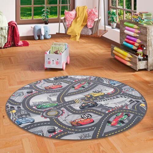 Snapstyle Kinder und Spielteppich Disney Cars Rund grau