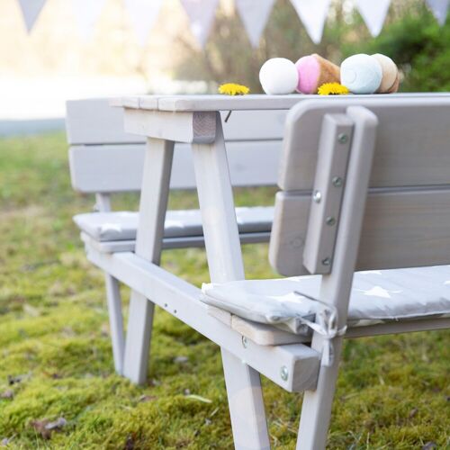 Roba Kindersitzgruppe ‚PICKNICK for 4‘ Outdoor +, mit Lehne, grau Outdoor +