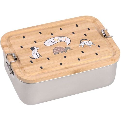 Lässig Brotdose Steel Happy Print grau