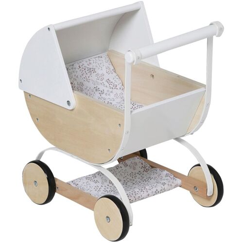 Vertbaudet Puppen-Kinderwagen MINI FLORA, Holz FSC® weiss