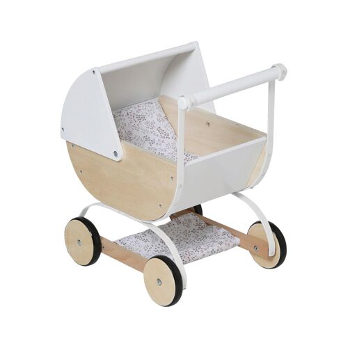 Vertbaudet Puppen-Kinderwagen MINI FLORA, Holz FSC® weiss
