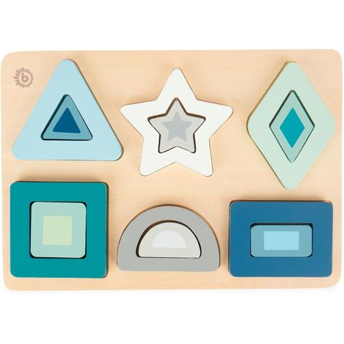 Bieco Geometrisches Puzzle aus Holz - ab 12 Monate blau