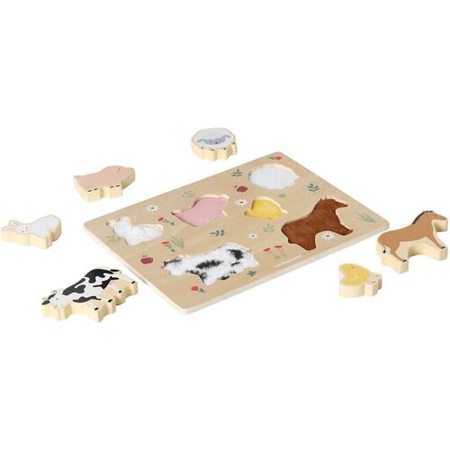 Vertbaudet Baby-Fühl-Puzzle Holz FSC® beige