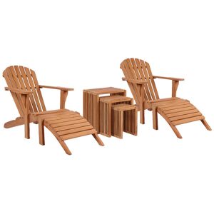 bene living Gartenmöbelset Teak Deckchair Montreal & Beistelltisch 3er Set