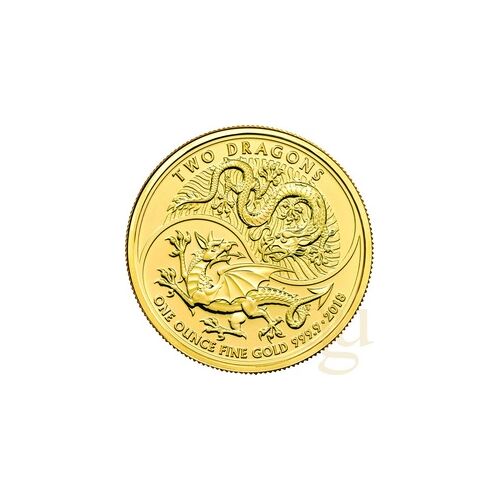 The Royal Mint 1 Unze Goldmünze Two Dragons 2018